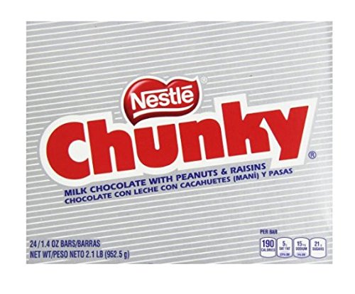 Nestle Chunky Chocolate Single Candy Bars, 1.4 Ounce (Pack of 24)